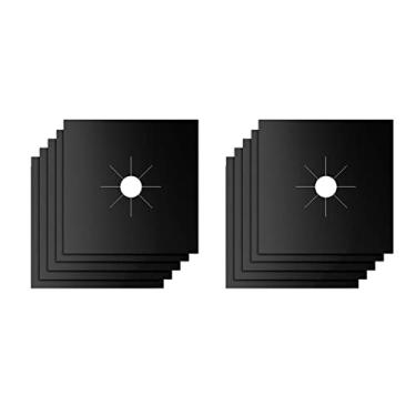 Imagem de TOPINCN Protetor de Fogão a Gás de 10pcs, Tampas da Faixa de Gás, Bloco de Guarda de Queimador de Cozinha Reutilizável Com Pano de Fibra de Vidro e Espessura 0,2 Mm para Limpeza de (Preto)