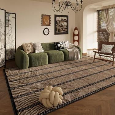 Imagem de Tapete de pelúcia para decoração de sala de estar em estilo retrô, tapete grande para quarto, grosso, lavável, para sala de estar, macio e fofo (200x250 cm/A)