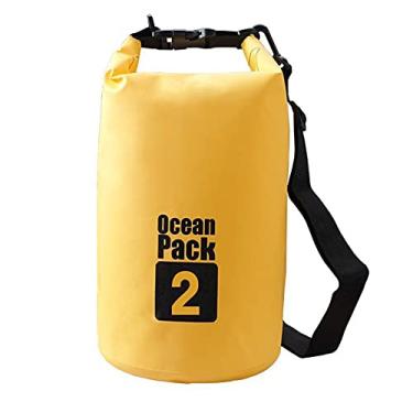 Imagem de Mochila esportiva Dry Sack flutuante à prova d 'água de quarantina 2L/3L/5L/10L/15L/20L/30L para barco, caiaque, caminhadas, snowboard, acampamento, rafting, pesca, mochila, Clássico, Amarelo, 2L