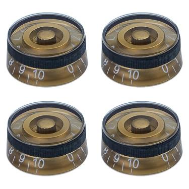 Imagem de XIYANGJUAN 4 maçanetas de guitarra elétrica design círculo dourado controle de velocidade tom de volume amarelo para acessórios de guitarra Fender Les Paul