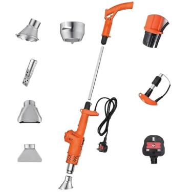 Imagem de Queimador elétrico ervas daninhas 3 em 1, capinador térmico 2000 W e pistola ar quente, 1202 ℉ máx., 5 bicos grama jardim, ignição churrasqueira, derretimento gelo(Orange color)