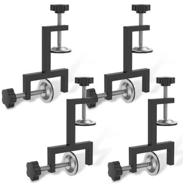 Imagem de QENWKXZ Grampo C e braçadeira Y, alumínio + aço carbono, preto, faixa de fixação de 10-57 mm, profundidade de 28 mm, grampos de instalação de gaveta de armário para construção de solda de marcenaria