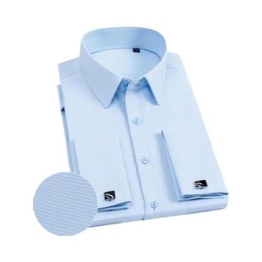 Imagem de Camisa Social Masculina Slim Fit De Manga Longa Em Cor Sólida Com Punh