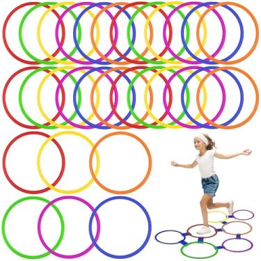 Imagem de Pacote com 30 anéis de agilidade de 38 cm para treinamento de velocidade de 38 cm, argolas de plástico, arcos de salto, obstáculos para atletas, exercícios, futebol, futebol, ginástica, jogos, treino