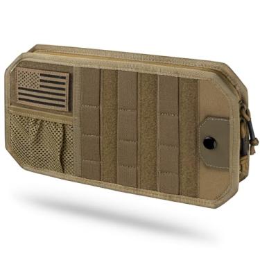 Imagem de LIVANS Organizador tático de viseira solar para carro | Painel MOLLE semi-rígido automotivo com bolsa de armazenamento com zíper e clipe para óculos | Ajuste universal para caminhões, SUVs, jipes e