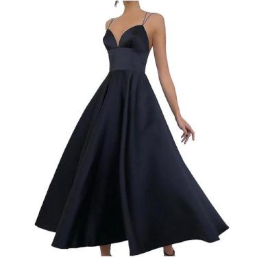 Imagem de Moda Feminina Pure Color Suspender Vestido Saia Cintura Alta Swing Sai