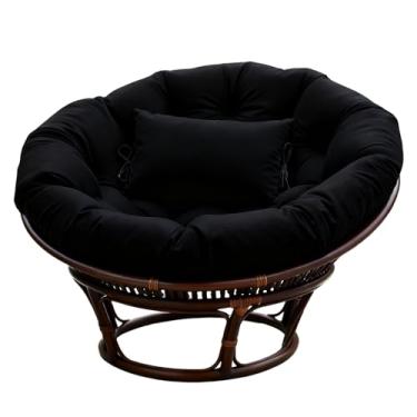 Imagem de BCKNT Almofada de cadeira redonda Papasan espessa com encosto de cabeça, almofada de assento confortável para pendurar e pendurar para pátio de jardim externo e interno (sem assentos)