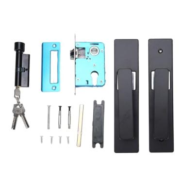 Imagem de Garosa Kit de Fechadura Completa Com Alavanca de Porta de Entrada Com Chave e Placa Reforçada Espessada e Rolamento Silencioso para Quartos, Banheiros, Hotéis, Escritórios, Escolas (Preto Prata)