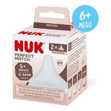 Imagem de Kit 2 Bicos Silicone NUK P/Mamadeira Perfect Match Fluxo Variável XL 6