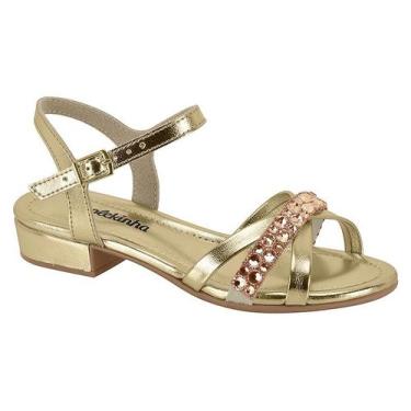 Imagem de Sandália Infantil Com Pedrarias E Salto Baixo Dourado - MOLEKINHA, Dou