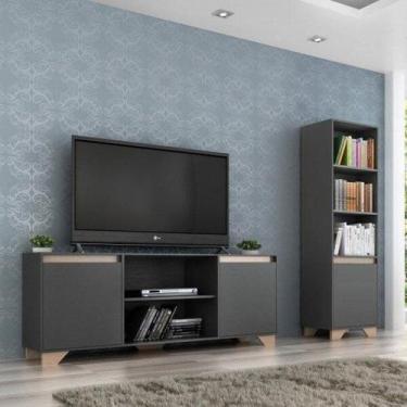 Imagem de Conjunto Rack para TV 42 Polegadas e Estante Benevello 2040 - Espresso