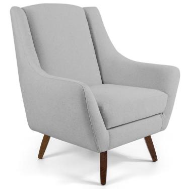 Imagem de Poltrona Decorativa Fixa Pés de Madeira Juliet D02 Linho Cru D-316 - Lyam Decor