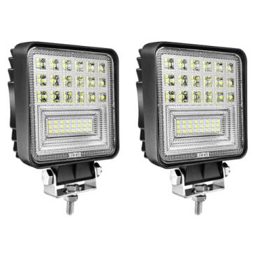 Imagem de Cápsulas de luz LED de 10 cm, luz de trabalho de LED quadrada de 126 W, luzes de spot e inundação off road de 12 V 24 V, faróis de neblina de LED, luz de barco, para caminhonete e caminhonete para