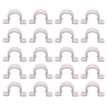 Imagem de BENLIUDH Correia de tubo de PVC de 1/2 polegada, grampos de tubulação de 2 furos suportes de tubo de plástico (branco, 20 peças)