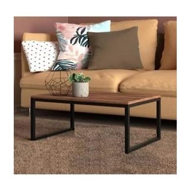 Imagem de Mesa De Centro Para Sala,Mesa de Centro Retangular com Pés de Ferro e Tampo MDF - 80x40 para Sala de Estar(60X40 AMADEIRADO)