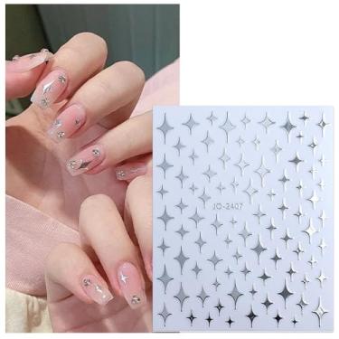 Imagem de Adesivos de unhas de gel semicurado para mulheres - Tiras de unhas de estrela funcionam com arte de unhas, decalques de gel de salão para unhas acessórios DIY