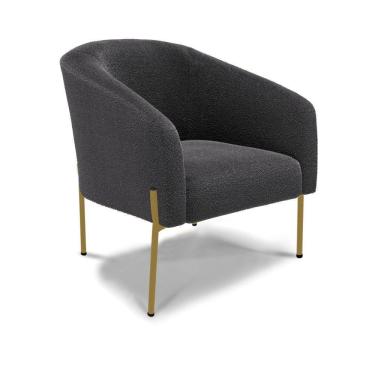 Imagem de Cadeira Sala De Jantar Pé De Ferro Dourado Stella Bouclê D03 - D'rossi Cor Grafite