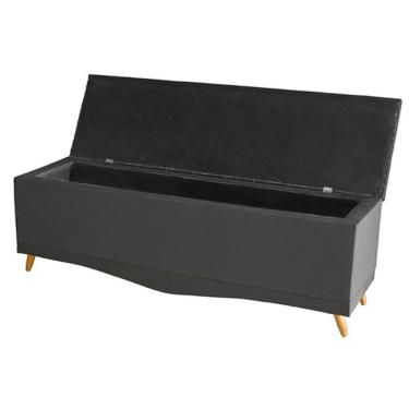 Imagem de Kit De Cabeceira De Cama Box E Calçadeira Baú Helena Queen 160 Cm Retro Capitonê Suede Grafite Eli Móveis