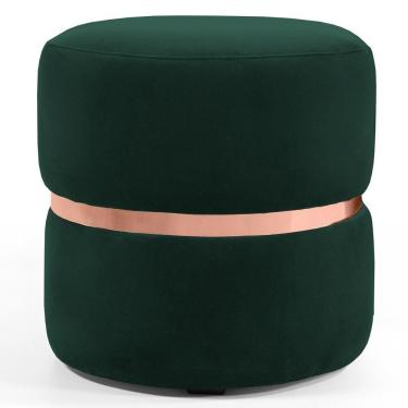 Imagem de Puff Decorativo Com Cinto Rosê Round C-303 Veludo Verde Musgo - Domi