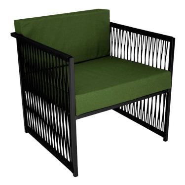 Imagem de Poltrona Santiago Para área Externa De Corda Náutica Preto/verde