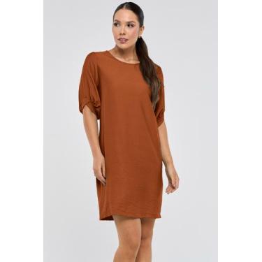 Imagem de Vestido Curto PKS Viscose Com Cinto Marrom, GG