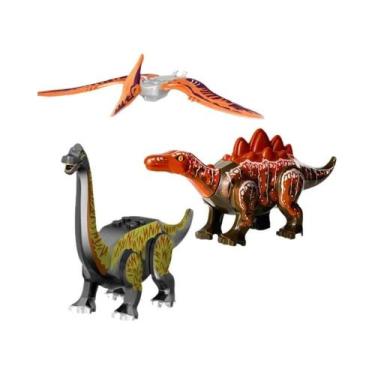 Imagem de Blocos De Montar De Dinossauros Jurássicos: Velociraptor, Triceratops,