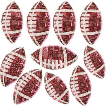 Imagem de Remendos decorativos de lantejoulas rugby bola jogo futebol futebol esportes futebol costurar emblemas bordados DIY camiseta chapéu mochila roupas apliques adesivo (rosa choque)