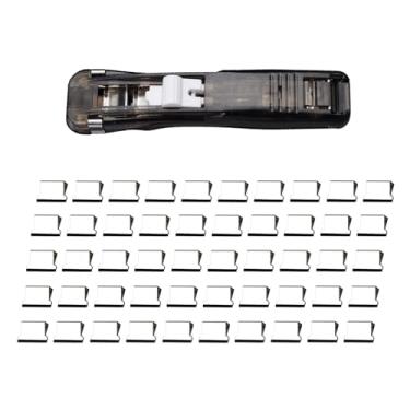 Imagem de Grampeador de mesa com 50 clipes reutilizáveis de aço inoxidável, dispensador de grampo de fichário com capacidade para documentos de escritório, material escolar