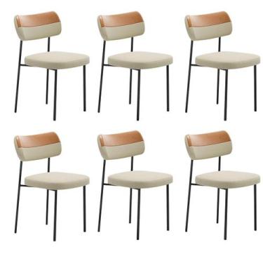 Imagem de Kit 6 Cadeiras Mila material sintético Linha Para Sala Jantar Gourmet 