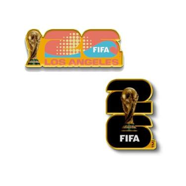 Imagem de HONAV Conjunto de alfinetes de lapela da Copa do Mundo FIFA 2026 Los Angeles Host City - Lembrança colecionável oficialmente licenciada - Lembrança de presente e evento (pacote com 2)