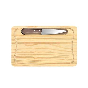 Imagem de Tábua De Carne De Madeira Pinus Com Faca - Stolf