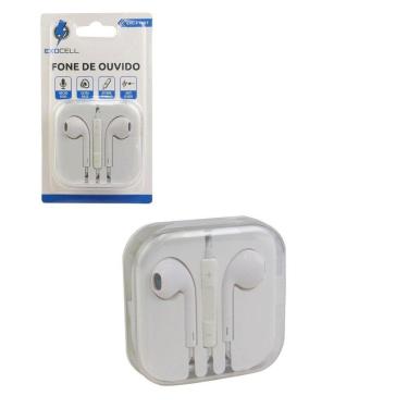 Imagem de Fone de Ouvido com Microfone 120cm Estojo Branco - Tudo em Caixa