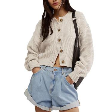 Imagem de Suéter feminino Agoeast, de tamanho grande, de malha cortada, GG