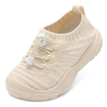 Imagem de Tênis infantis FEETCITY Wide Tennis Bege, tamanho 3