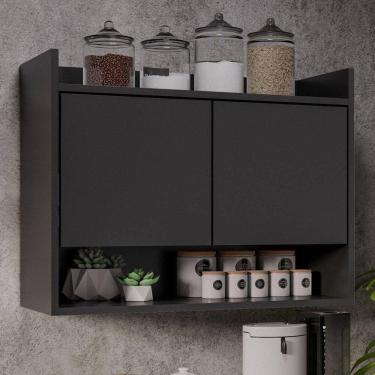Imagem de Armário Aéreo Cozinha Multiuso Cecília 70cm 02 Portas - Ssx Multicoisas Preto