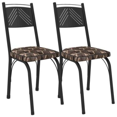 Imagem de Kit 2 Cadeiras Tubular Europa 151 Preto Assento Mosaico Palha Artef Mosaico Palha