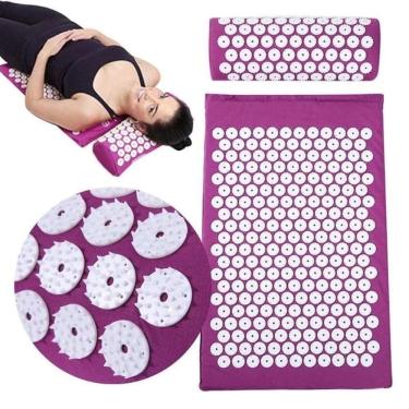 Imagem de Tapete Acumputura Colchonete Yoga Travesseiro Kit Acupressão Almofada Massageador Zen Pillow Alivio Dores Relaxamento Co