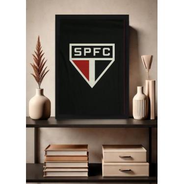 Imagem de Quadro São Paulo FC Escudo SPFC com Vidro e Moldura Preta Tamanho:21cm