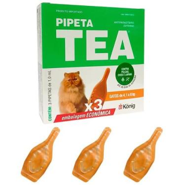 Imagem de Pipeta Antipulgas Tea 0,5ml Promo 3un P/ Gatos 4kg-8kg Konig