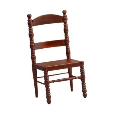 Imagem de simhoa Móveis em miniatura na escala 1:12, cadeiras de madeira para decoração de casa de bonecas, ideais para sala de estar.