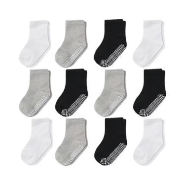 Imagem de 12 pares de meias com sola antiderrapante/antiderrapante para bebês, c