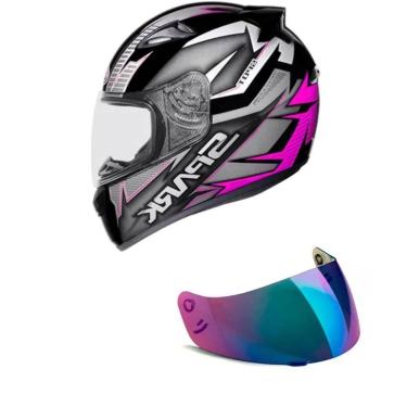 Imagem de Capacete Ebf New Spark Spot Preto e Rosa Mais Viseira Camaleão Cor:;Tamanho:61;Gênero:Masculino-Masculino