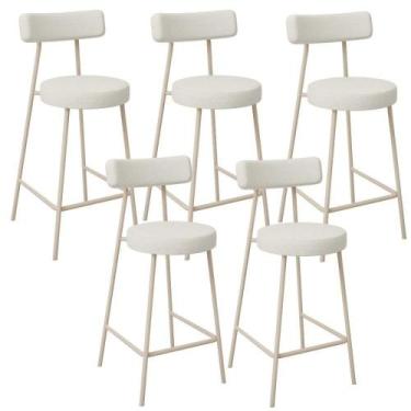 Imagem de Kit 05 Banquetas Baixa Cozinha Sala Jantar Bancada Milão Arena L02 Lin