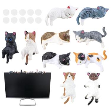 Imagem de UPIQNG 5 Pcs Mini Cat Figurines Computer Monitor Decor Cute Resin Cats Accessories Interior for Computer Monitors, Car Screens, Desks (Mini Cute Cat - 10 Styles)