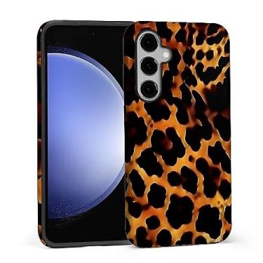Imagem de FKBRCL4U Capa para Samsung Galaxy S24 FE, capa protetora híbrida de silicone brilhante de 2 camadas para meninas e mulheres para Samsung Galaxy S24 FE padrão tartaruga concha chama leopardo