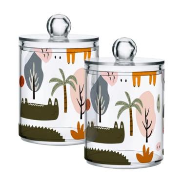 Imagem de Qilmy Suporte Forest Qtip pacote com 2, frascos de boticário de 400 ml, vasilha organizadora de banheiro para cotonetes, bolas de algodão, almofadas de maquiagem, fio dental, sais de banho