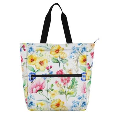 Imagem de Bolsa Oxford impermeável com estampa de flores silvestres para crianças e adultos para livros e atividades