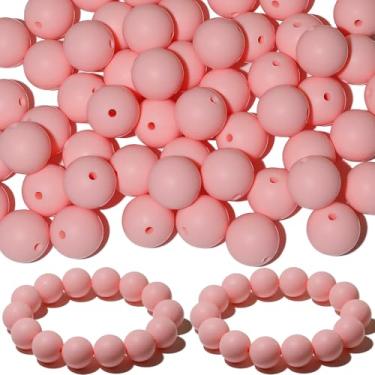 Imagem de 120 contas de silicone Richbunnys de 15 mm para fazer canetas e chaveiros, contas grandes para fabricação de colares e pulseiras, conjunto de contas de borracha sortidas (rosa claro)
