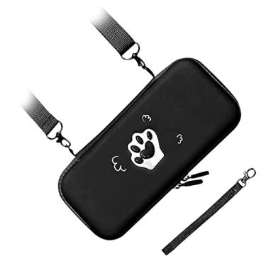 Imagem de Cryfokt Estojo de Transporte Em Formato de Pata de Gato Fofo, Couro PU, Caixa Rígida Com Forro Macio Portátil, Resistência a Arranhões, Grande Capacidade para Acessórios de Console de Jogos (Preto Misterioso)