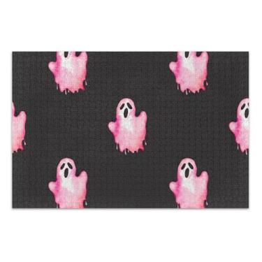 Imagem de Quebra-cabeça adulto 1000 peças rosa fantasma preto presentes para jogo de elefante branco duro grande quebra-cabeça brinquedo de arte, 75 x 40 centímetros